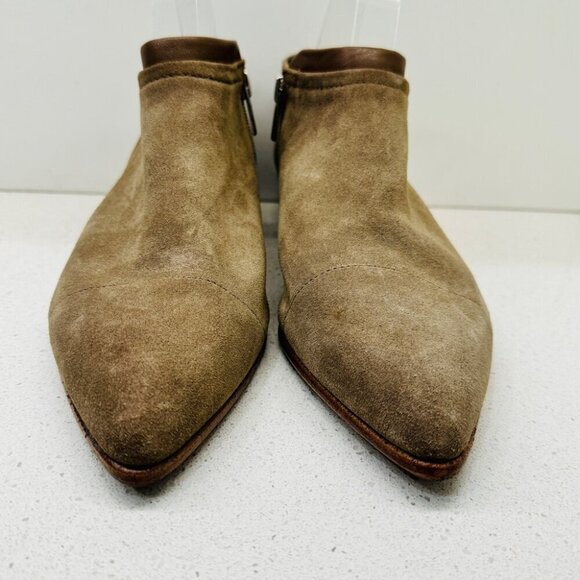 Vince Camuto Jody Bootie Ankle Boots Olive Tan Genuine Leather Sz 9 *Flaw Lining - Picture 5 of 16